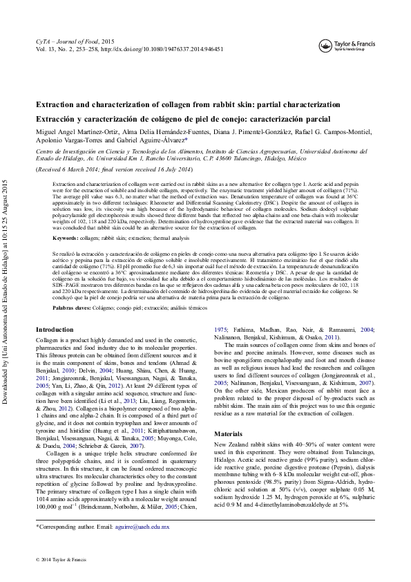 (PDF) Extraction and characterization of collagen from rabbit skin ...
