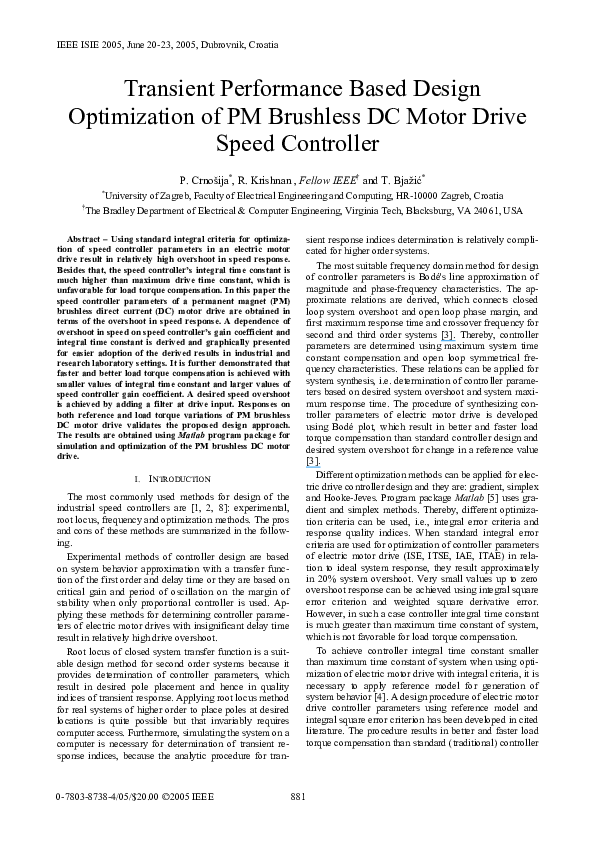 (PDF) Transient performance based design optimization of PM brushless ...