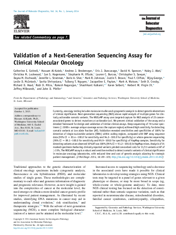 (PDF) Validation of a Next-Generation Sequencing Assay for Clinical ...