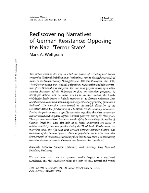 Nazi opposition essay picture