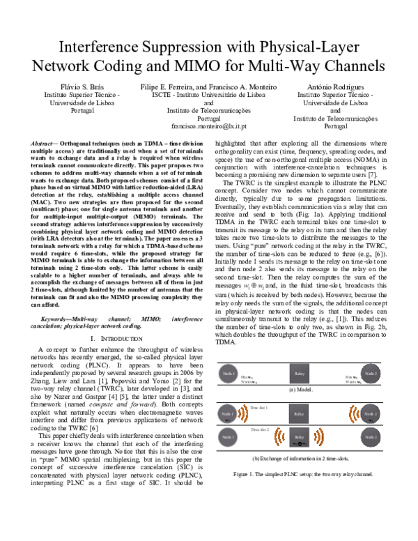 (PDF) Interference Suppression with Physical-Layer Network Coding and ...