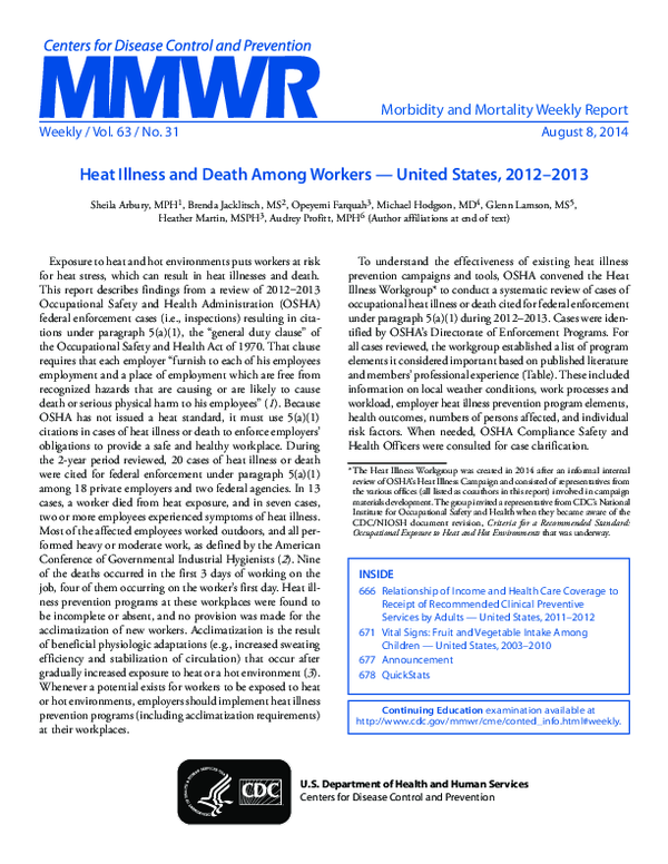 (PDF) Arbury 2014 Heat MMWR