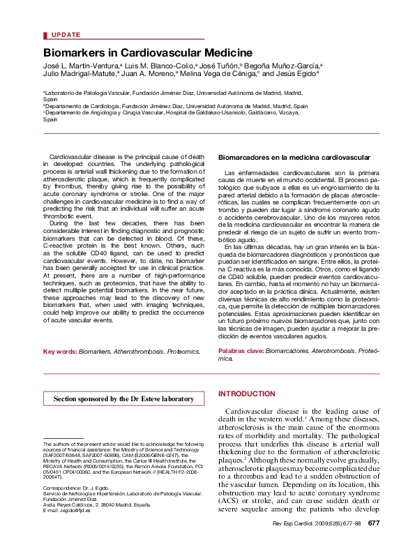 (PDF) Biomarkers in Cardiovascular Medicine