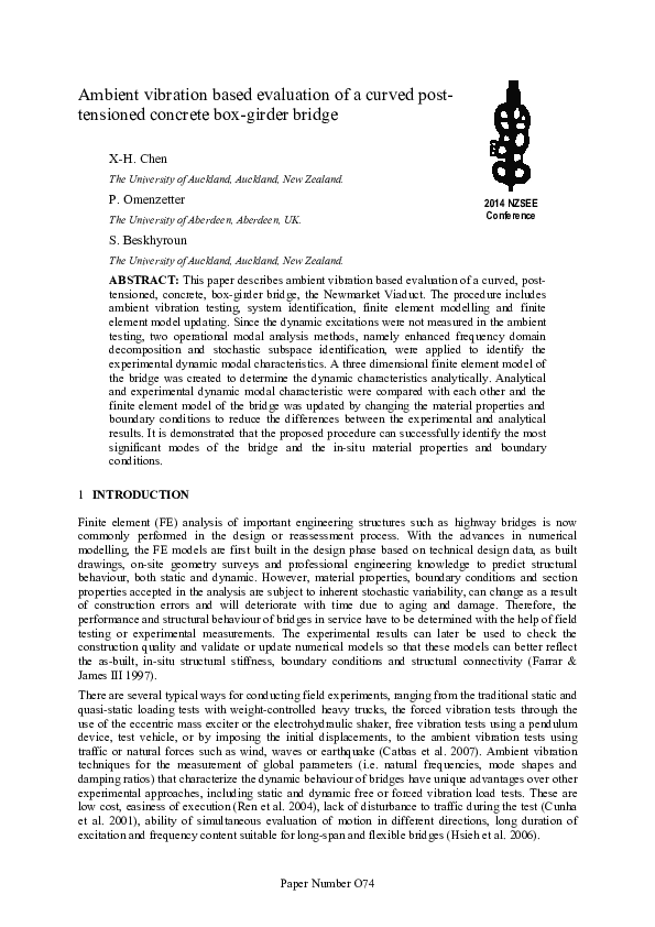  PDF Ambient Vibration Based Evaluation Of A Curved Post tensioned 