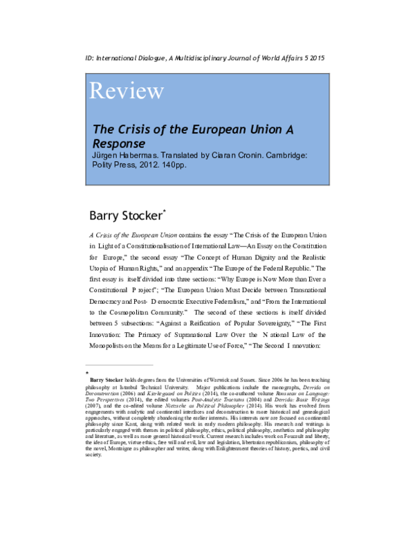(PDF) Review: The Crisis of the European Union A Response