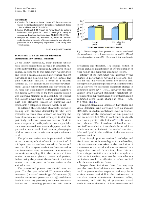 (PDF) Pilot study of a skin cancer education curriculum for medical