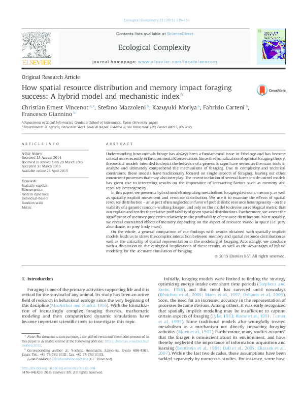 (PDF) How spatial resource distribution and memory impact foraging ...