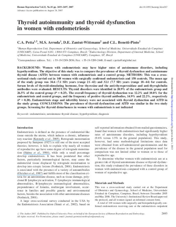 (PDF) Thyroid autoimmunity and thyroid dysfunction in women with ...