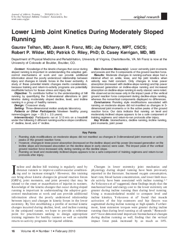 (PDF) Lower Limb Joint Kinetics During Moderately Sloped Running