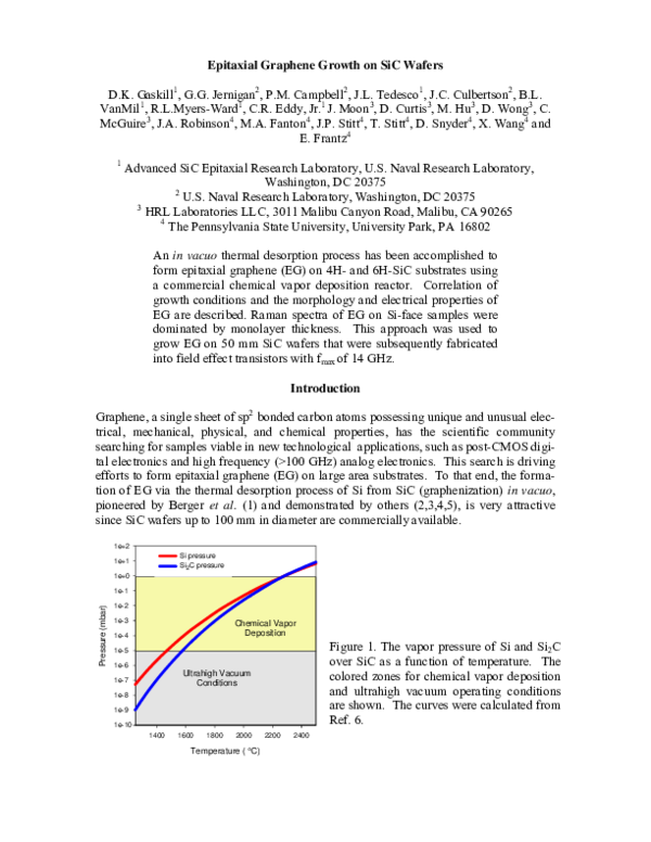 (PDF) Epitaxial Graphene Growth on SiC Wafers