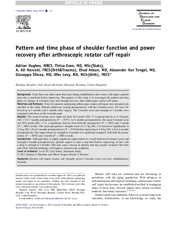 (PDF) Pattern and time phase of shoulder function and power recovery ...