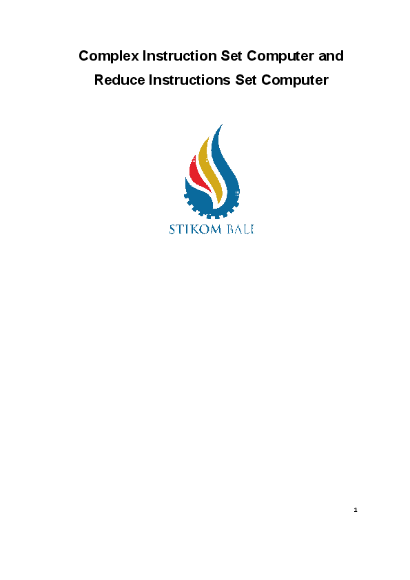 (PDF) Complex Instruction Set Computer and Reduce Instructions Set