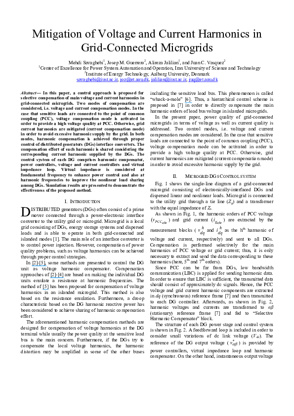 (PDF) Mitigation of voltage and current harmonics in grid-connected ...