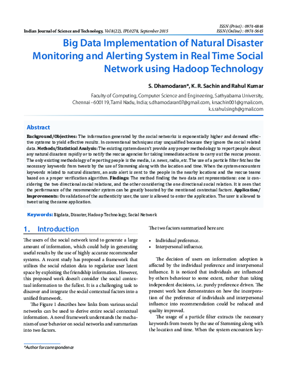 (PDF) Big Data Implementation of Natural Disaster Monitoring and ...