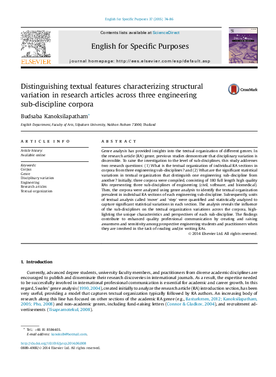 PDF) Distinguishing textual features characterizing structural 