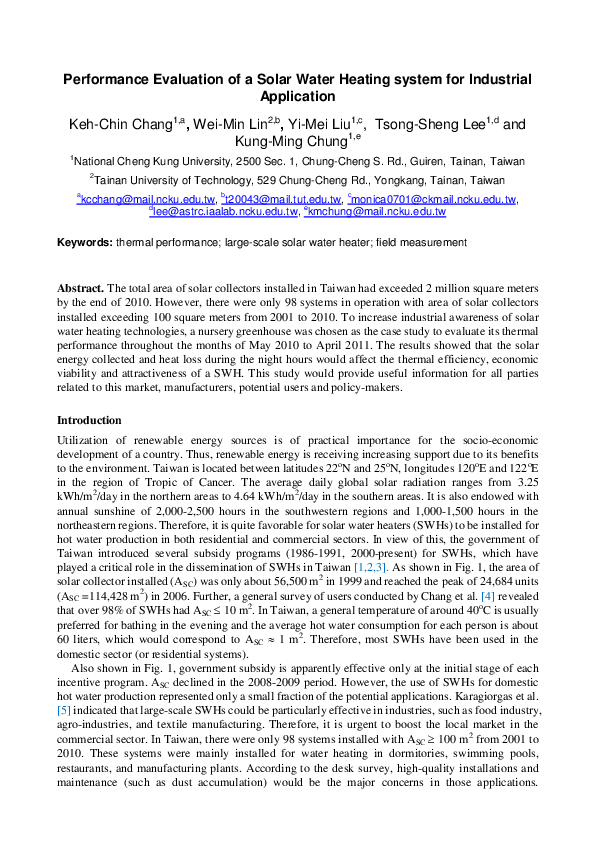(PDF) Performance Evaluation of a Solar Water Heating System for ...