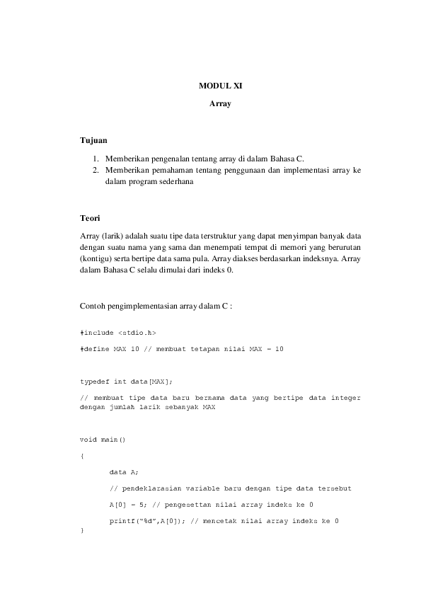 (PDF) Algoritma Pemrograman Array