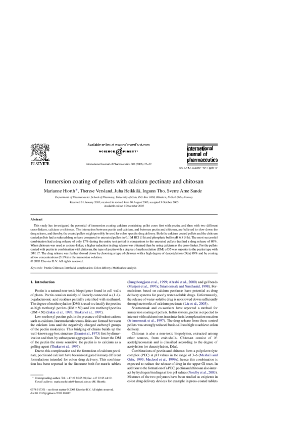 (PDF) Immersion coating of pellets with calcium pectinate and chitosan
