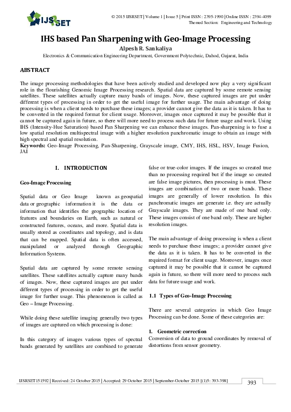 (PDF) IHS based Pan Sharpening with GeoImage Processing