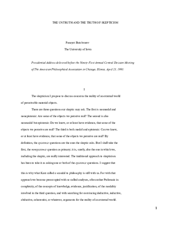 (DOC) THE UNTRUTH AND THE TRUTH OF SKEPTICISM