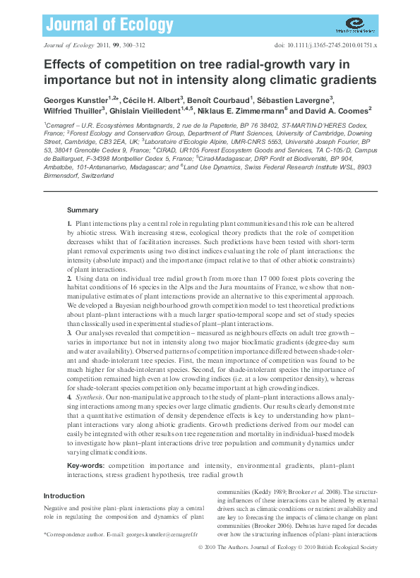 (PDF) Effects of competition on tree radial-growth vary in importance ...