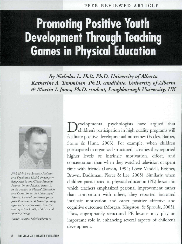  pdf promoting positive youth development through teaching games in