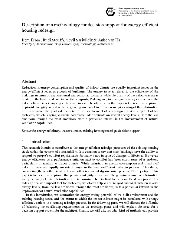 (PDF) Description of a methodology for decision support for energy ...