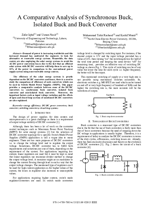 (PDF) A Comparative Analysis of Synchronous Buck, Isolated Buck and Buck Converter Usman Nasir