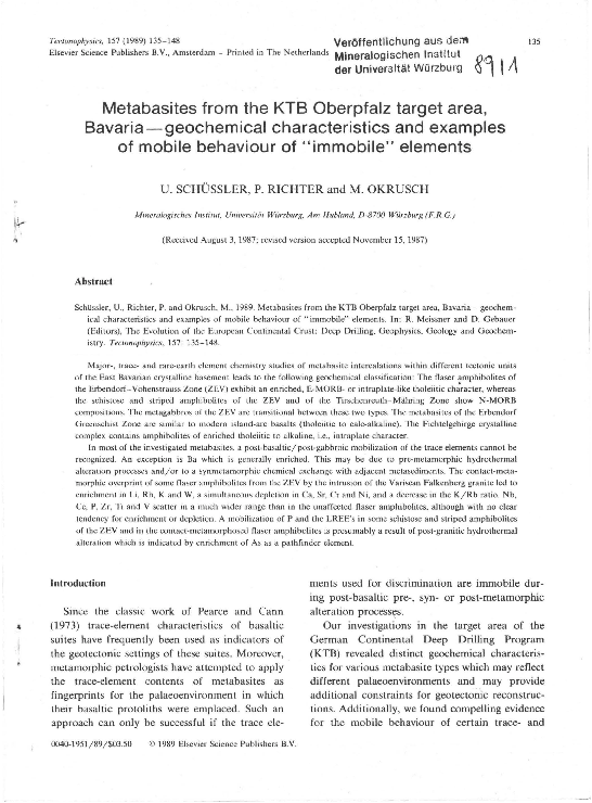 (PDF) Metabasites from the KTB Oberpfalz target area, Bavaria