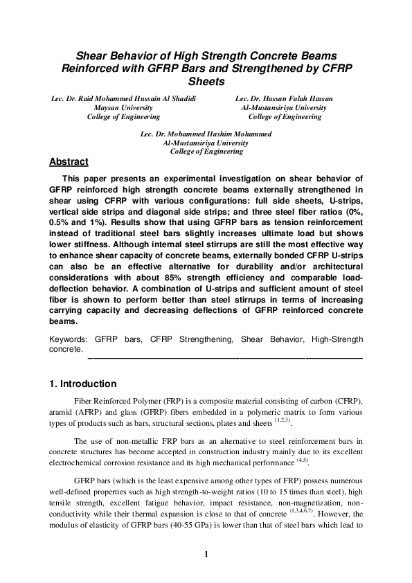 (PDF) Shear Behavior of High Strength Concrete Beams Reinforced with ...