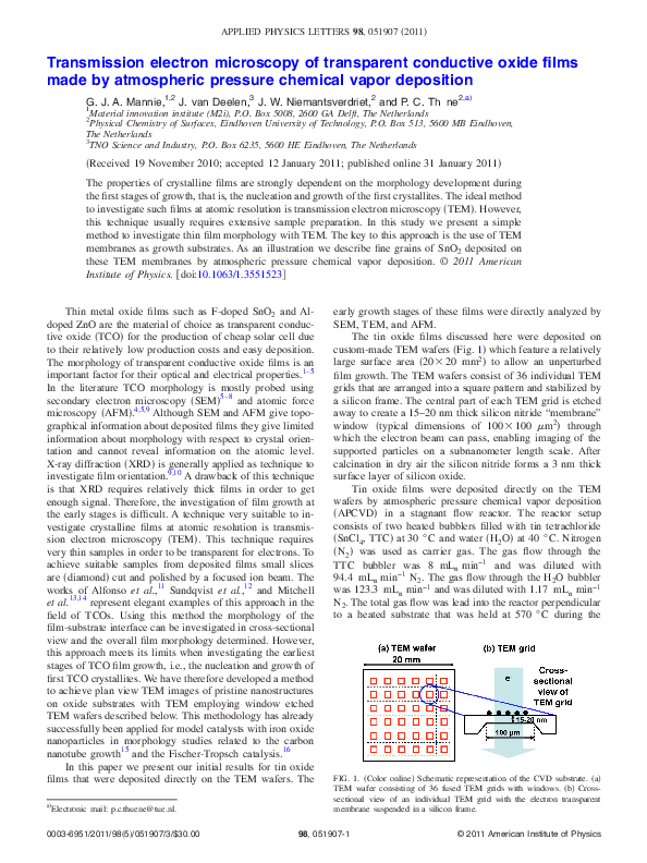 (PDF) Transmission electron microscopy of transparent conductive oxide films made by atmospheric