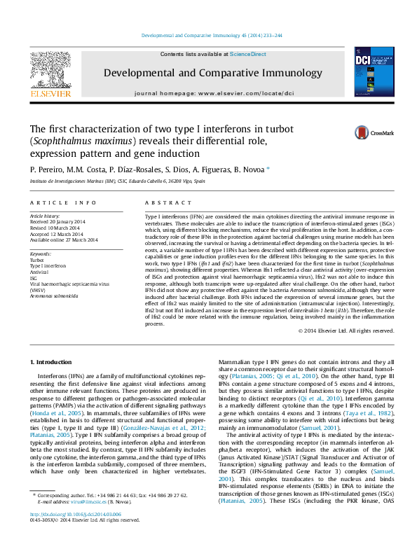 (PDF) The first characterization of two type I interferons in turbot ...