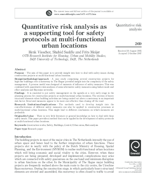 (PDF) Quantitative risk analysis as a supporting tool for safety ...
