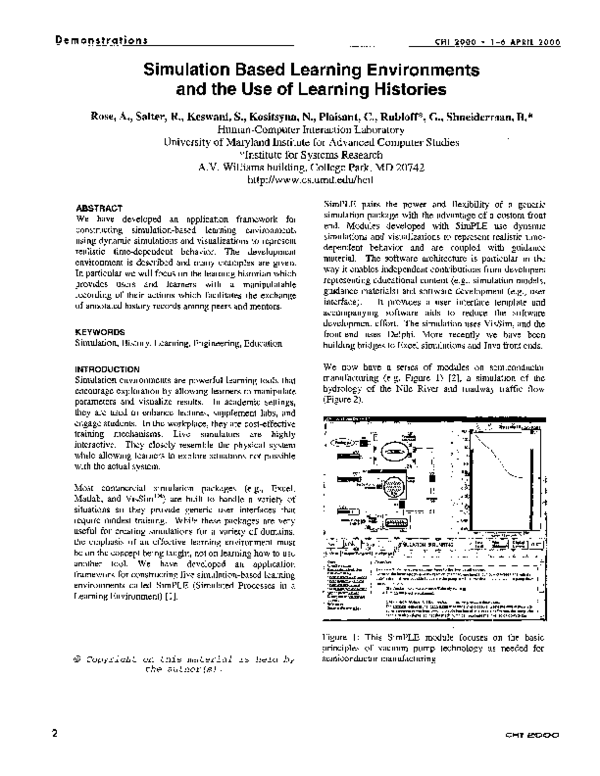 (PDF) Simulation based learning environments and the use of learning ...