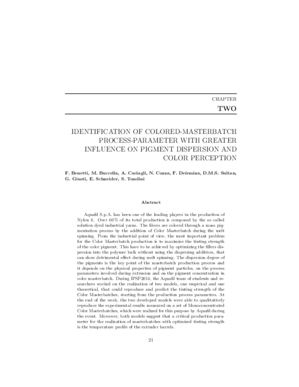 (PDF) TWO IDENTIFICATION OF COLORED-MASTERBATCH PROCESS-PARAMETER WITH ...