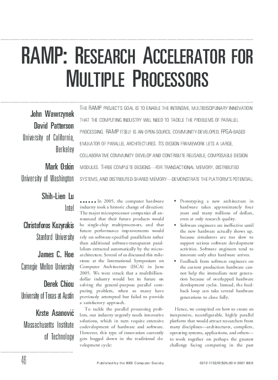 (PDF) RAMP: Research Accelerator for Multiple Processors