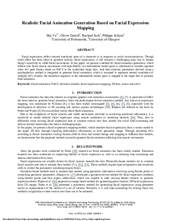 (PDF) Realistic facial animation generation based on facial expression ...