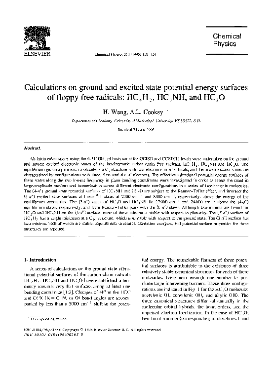 (PDF) Calculations on ground and excited state potential energy ...
