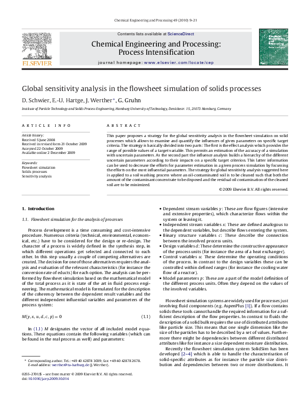 (PDF) Global sensitivity analysis in the flowsheet simulation of solids ...