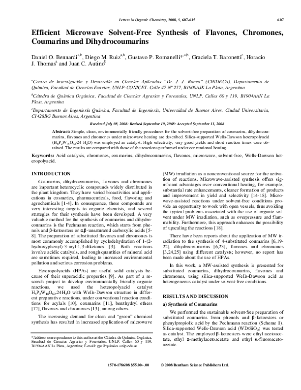 (PDF) Efficient Microwave Solvent-Free Synthesis of Flavones, Chromones ...