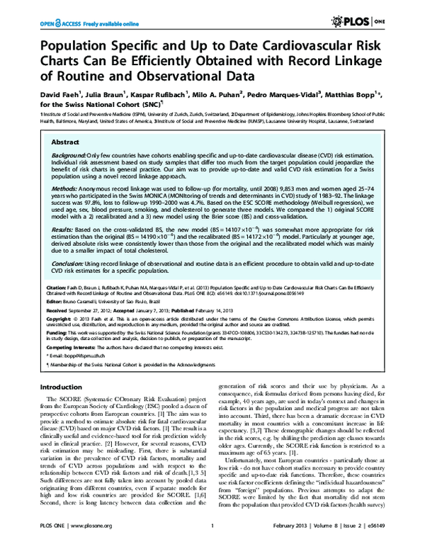 (PDF) Population Specific and Up to Date Cardiovascular Risk Charts Can ...