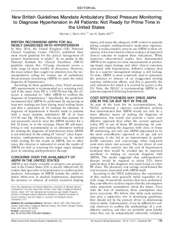 (PDF) New British Guidelines Mandate Ambulatory Blood Pressure ...