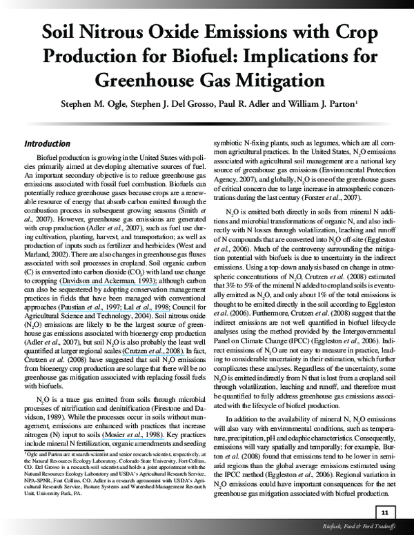 (PDF) Soil Nitrous Oxide Emissions with Crop Production for Biofuel ...