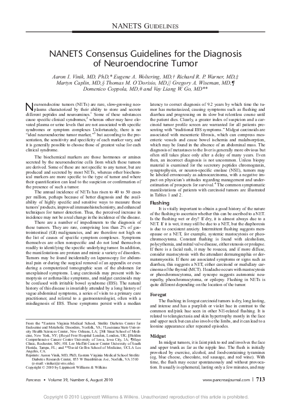 (PDF) NANETS Consensus Guidelines for the Diagnosis of Neuroendocrine Tumor