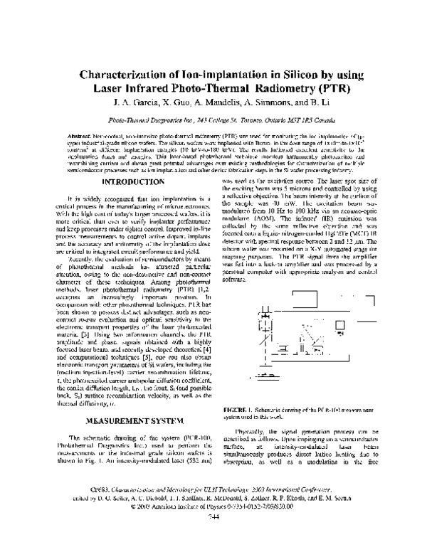 (PDF) Characterization of Ion-implantation in Silicon by using Laser ...