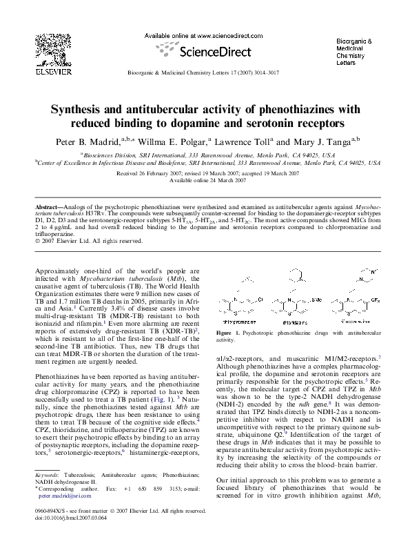 (PDF) Synthesis and antitubercular activity of phenothiazines with ...