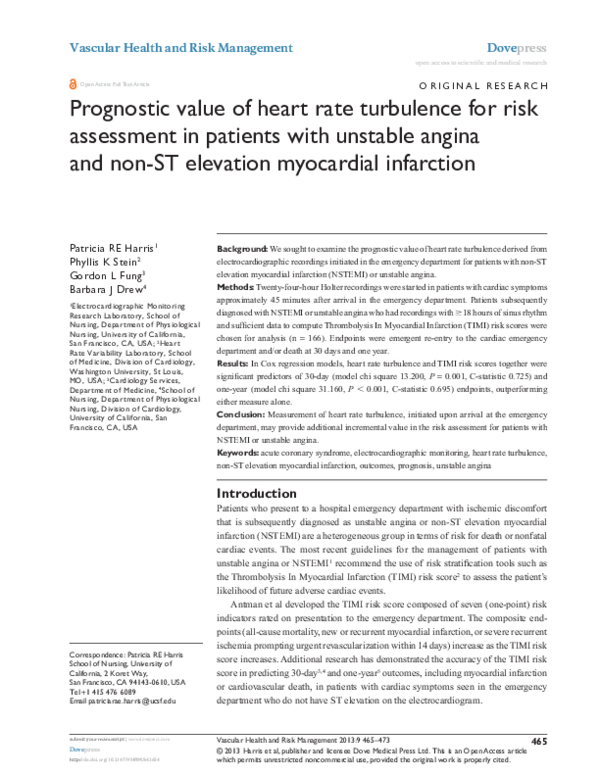 (PDF) Prognostic value of heart rate turbulence for risk assessment in ...