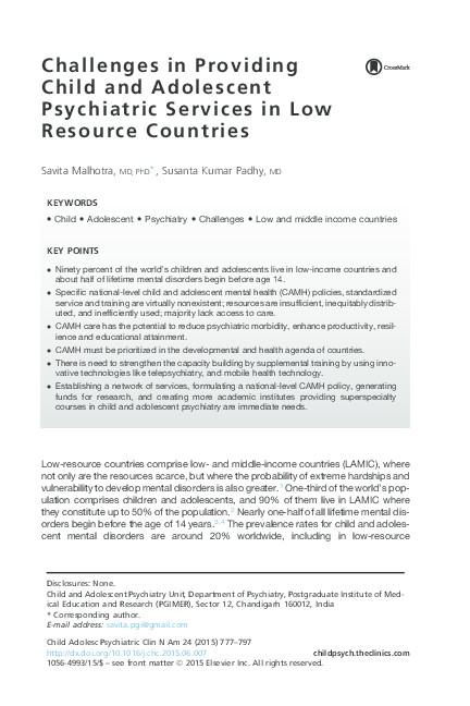 Pdf Challenges In Providing Child And Adolescent - 