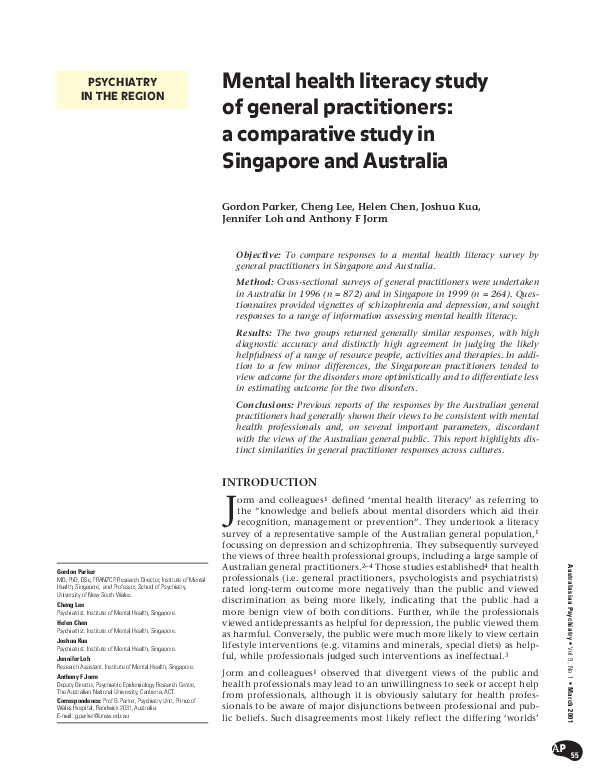 (PDF) Mental health literacy study of general practitioners: a ...