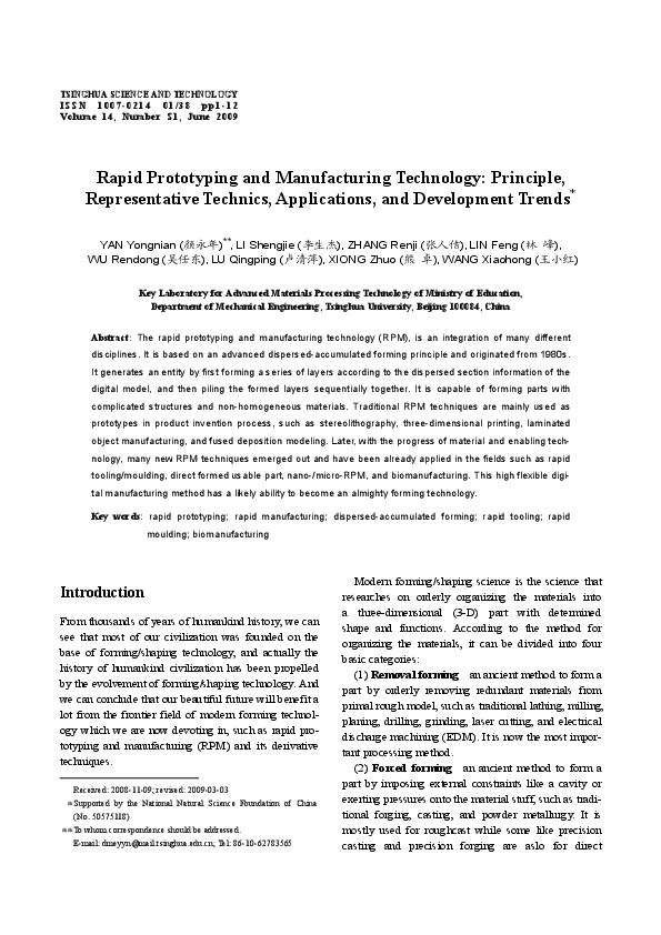 (PDF) Rapid Prototyping and Manufacturing Technology: Principle ...